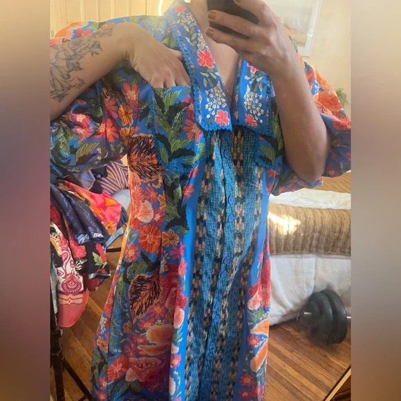 FARM Rio Vibrant Floral Maxi Dress - Blue and Orange - Picture 2 of 10